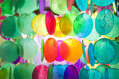 Full frame shot of colorful decoration hanging in home