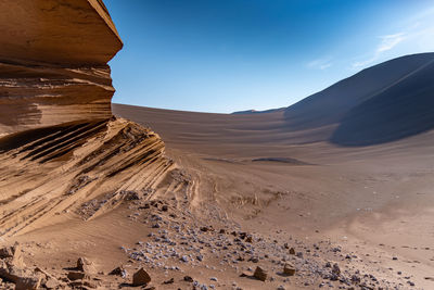 The formation of kaluts or sand stones or yardang in dasht e lut or sahara desert, iran. 