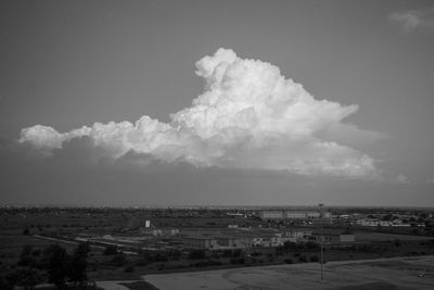 High angle view of city against sky