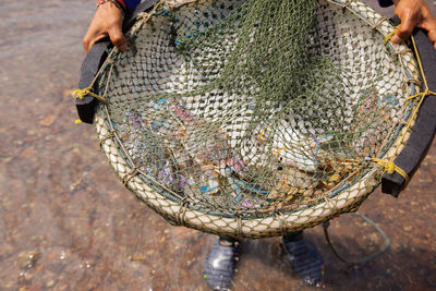 Low section of person holding basket