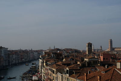 High angle view of buildings in city