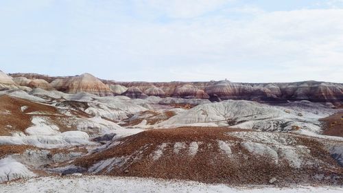 Scenic view of landscape against sky during winter