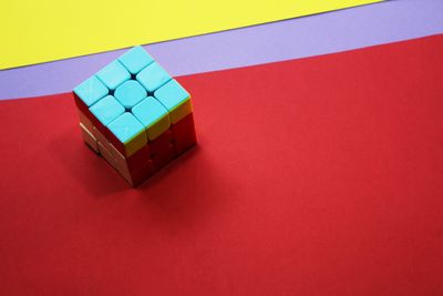 High angle view of multi colored pencils on table