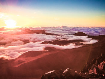 Scenic view of landscape against sky during sunset