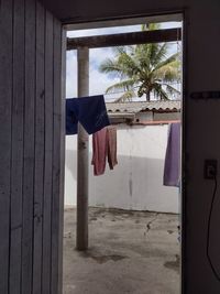 Clothes drying outside building