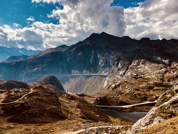 Scenic view of mountains against sky