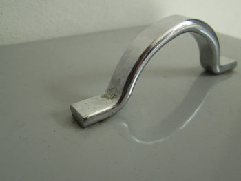 High angle view of fork on table