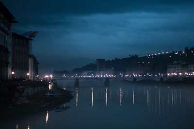 River passing through city at night