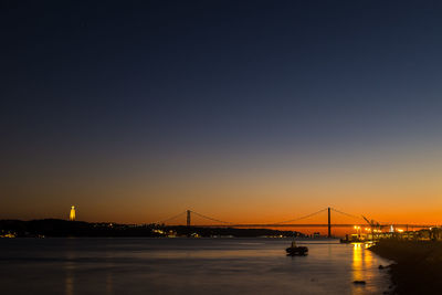View of suspension bridge at night