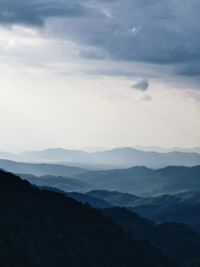 Scenic view of silhouette mountains against sky