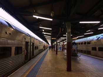 Illuminated railroad station