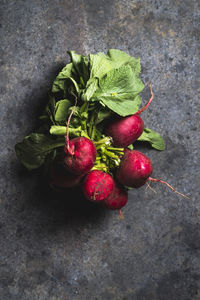 High angle view of strawberries