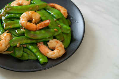 High angle view of food in plate