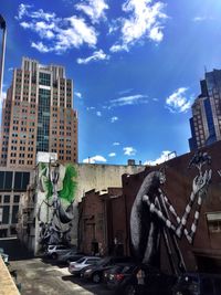 Low angle view of buildings against sky