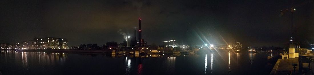 View of illuminated city at night