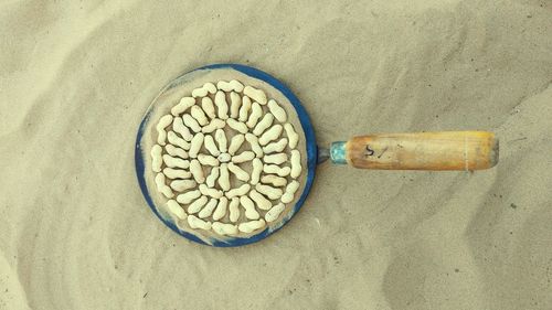 High angle view of sand on beach