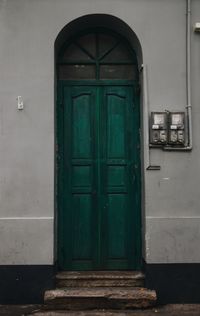 Closed door of building