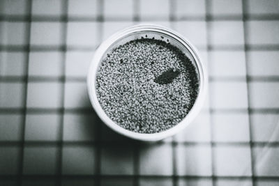 High angle view of coffee on table