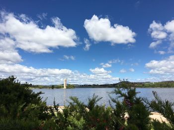 Scenic view of lake against sky