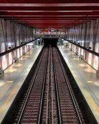 Empty railroad station platform