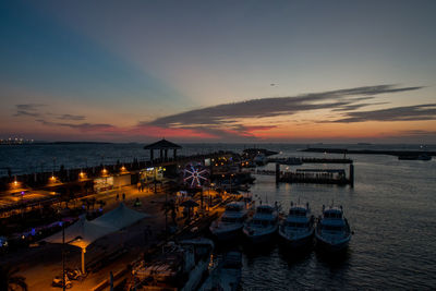 High angle view of marina at harbor