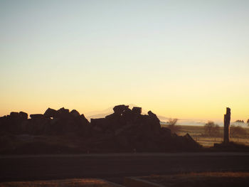 Silhouette of buildings at sunset