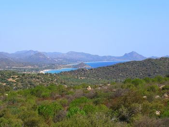 Scenic view of mountains against clear sky