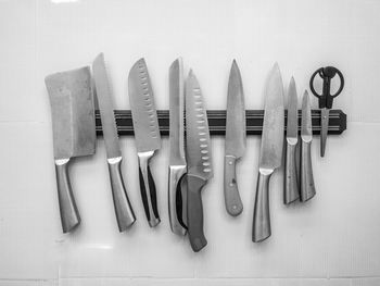 High angle view of objects on table