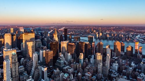 Manhattan against sky seen from empire state building