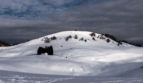 Snow covered mountain against sky