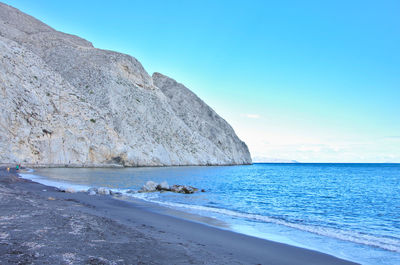 Scenic view of sea against blue sky