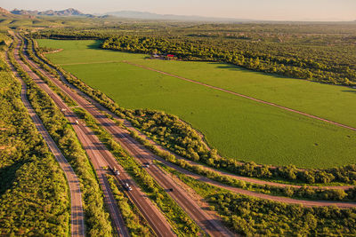 High angle view of agricultural field