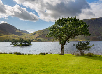 Scenic view of lake against sky