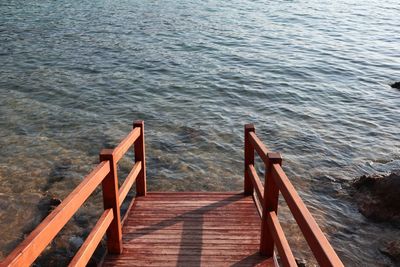 High angle view of pier over sea