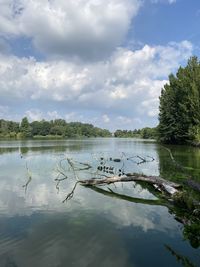 Scenic view of lake against sky