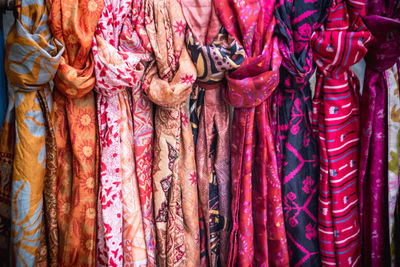 Full frame shot of clothes hanging at market stall