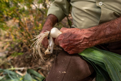 Close-up of man preparing food