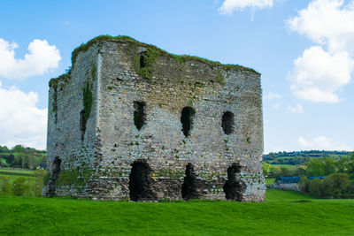 Old ruins on grassy field