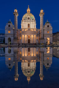 Reflection of church in water