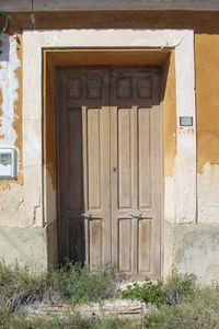 Closed door of old building