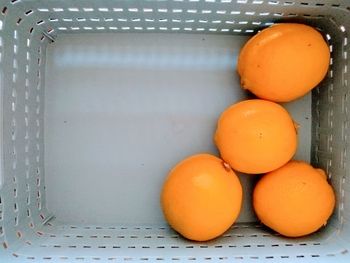 High angle view of orange on table