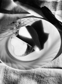 High angle view of dessert in plate on table