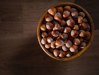 High angle view of coffee beans on table