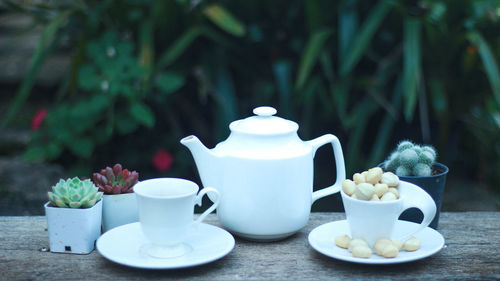 Tea cup on table