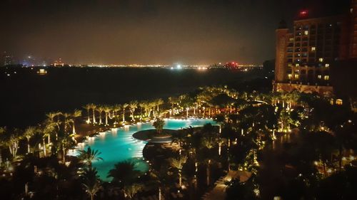 Illuminated cityscape at night