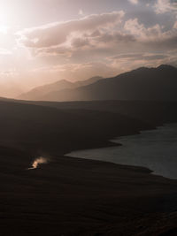 Scenic view of lake during sunset