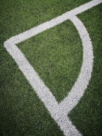 High angle view of soccer field