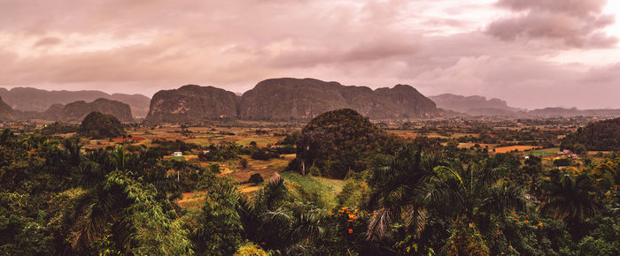 Scenic view of landscape against sky during sunset