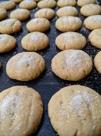 High angle view of cookies on table