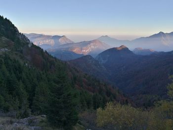 Scenic view of mountains against sky